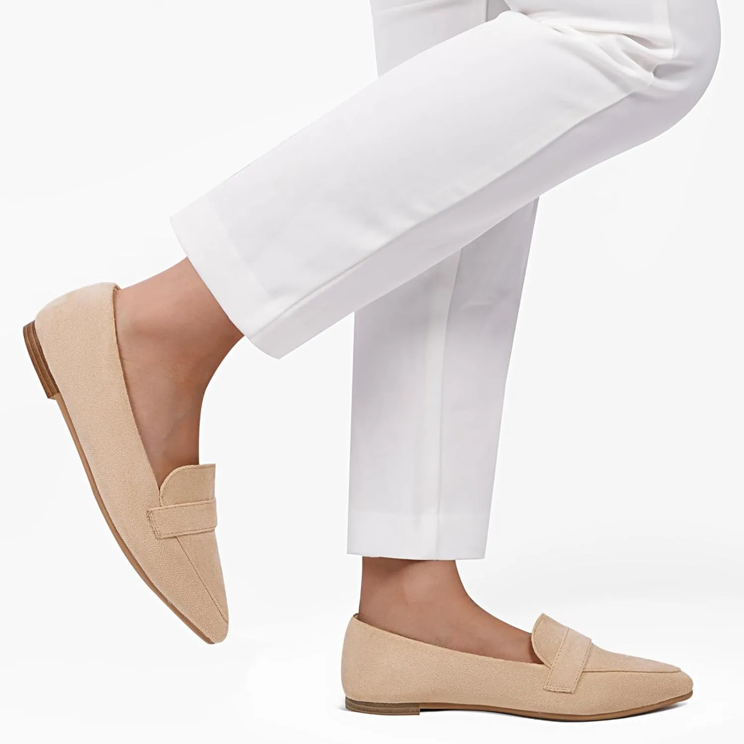 MUSSHOE Flats for Women Comfortable Pointed Toe Slip on Dressy Loafers for Women