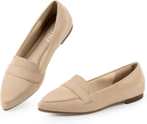 MUSSHOE Flats for Women Comfortable Pointed Toe Slip on Dressy Loafers for Women