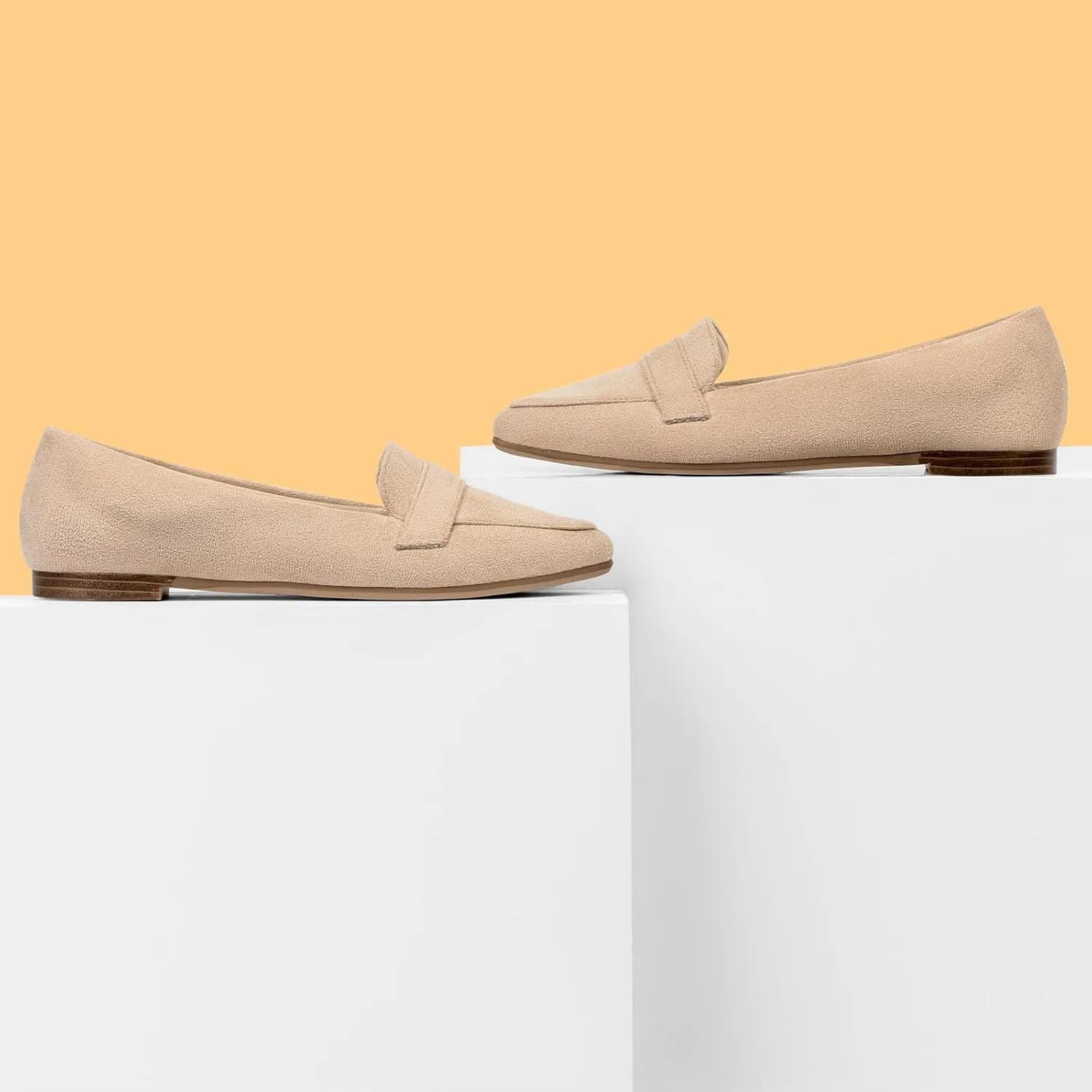 MUSSHOE Flats for Women Comfortable Pointed Toe Slip on Dressy Loafers for Women