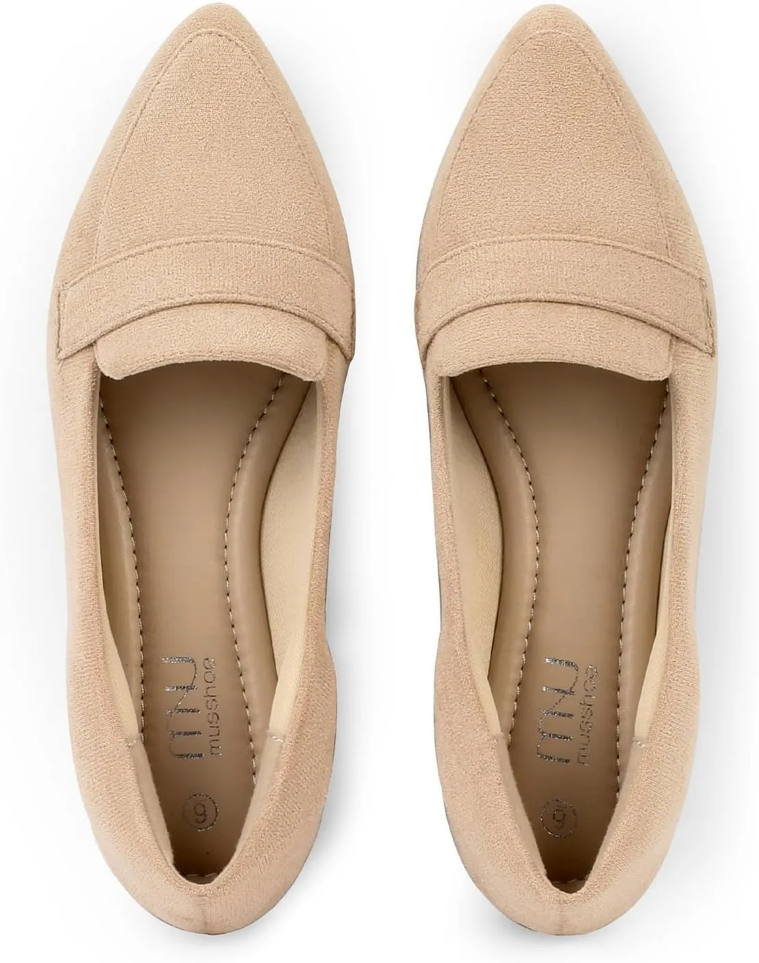 MUSSHOE Flats for Women Comfortable Pointed Toe Slip on Dressy Loafers for Women
