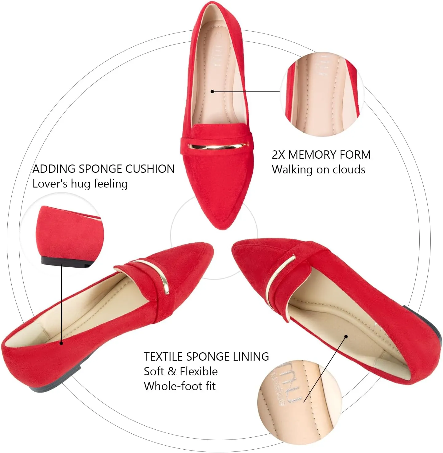 MUSSHOE Flats Shoes Women Pointed Toe Womens Flats Loafers