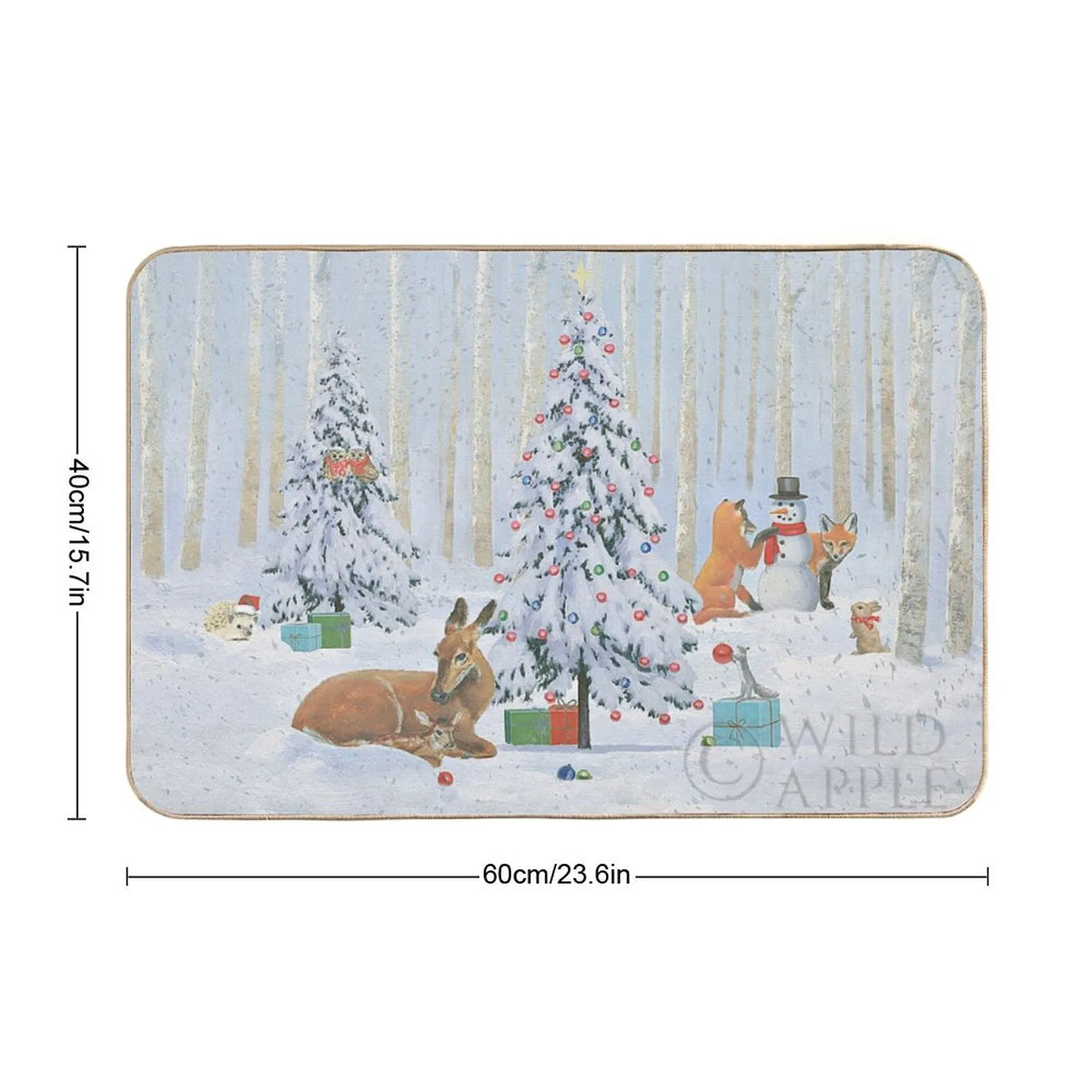 MyArtsyGift - Personalized Flannel Non Slip Floor Mat for Bedroom,Customized Rugs Carpet Washable Door Mat Christmas Critters Bright I Made in USA