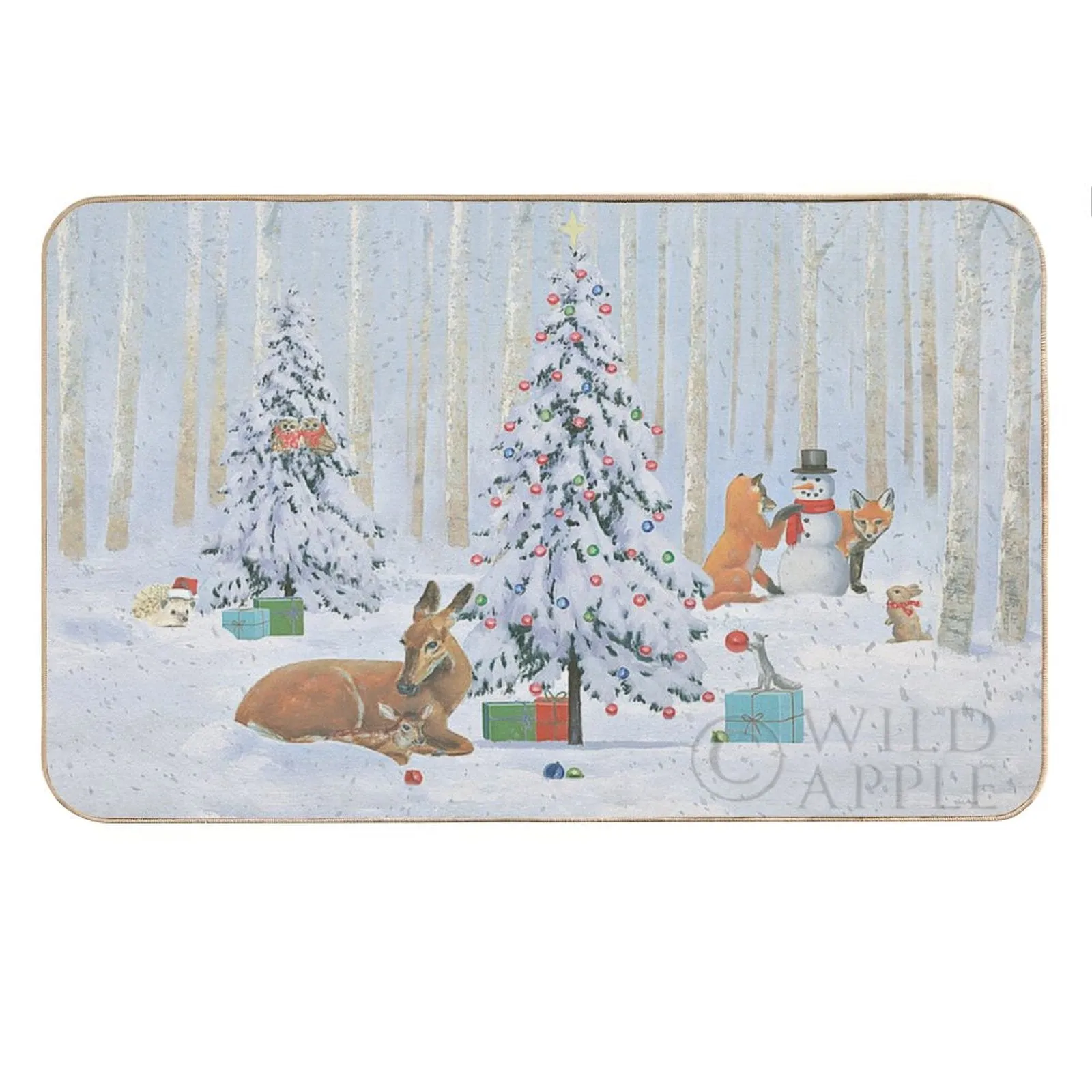 MyArtsyGift - Personalized Flannel Non Slip Floor Mat for Bedroom,Customized Rugs Carpet Washable Door Mat Christmas Critters Bright I Made in USA