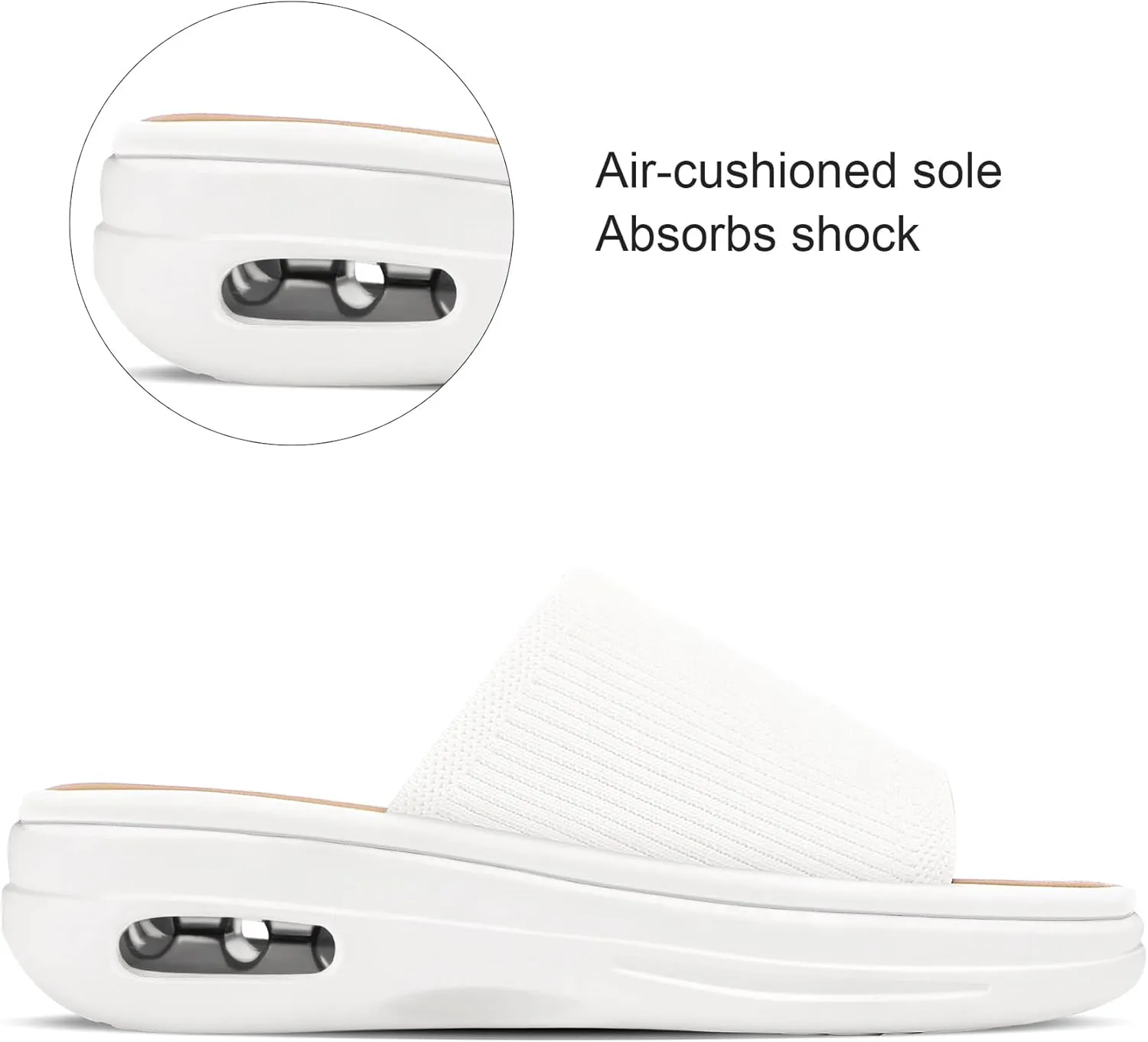 mysoft Women's Comfortable Slide Sandals Air Cushion Knit Slip On Wedge Lightweight Walking Sandals Platform Summer Shoes