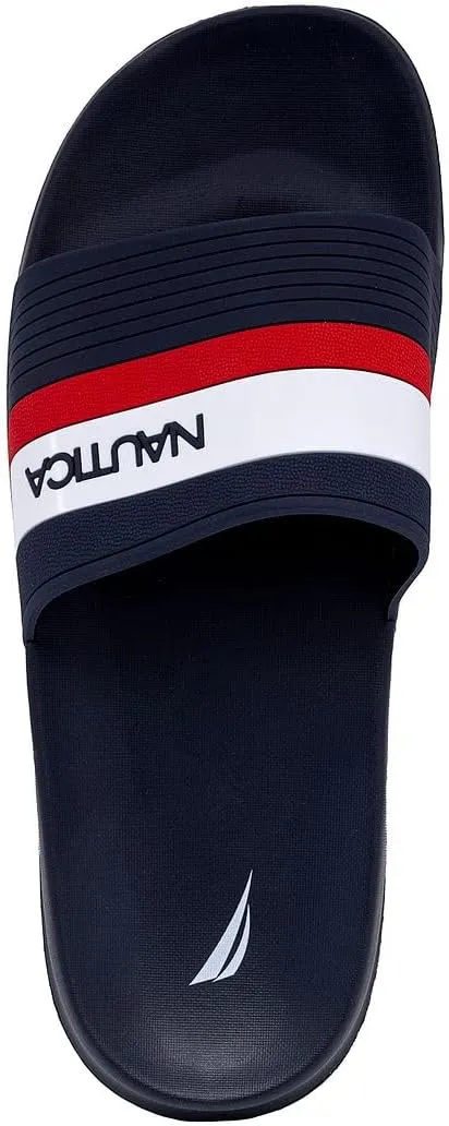 Nautica Men's Open Toe Slide Sandals - Comfortable Indoor & Outdoor Shower Slippers