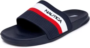 Nautica Men's Open Toe Slide Sandals - Comfortable Indoor & Outdoor Shower Slippers