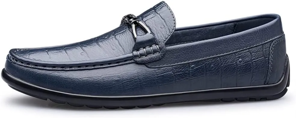 New Mens Loafers Shoe Moccasins Shoes Faux Crocodile Print Leather Slip Resistant Flat Heel Anti-slip Fashion Walking Slip-on