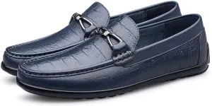 New Mens Loafers Shoe Moccasins Shoes Faux Crocodile Print Leather Slip Resistant Flat Heel Anti-slip Fashion Walking Slip-on