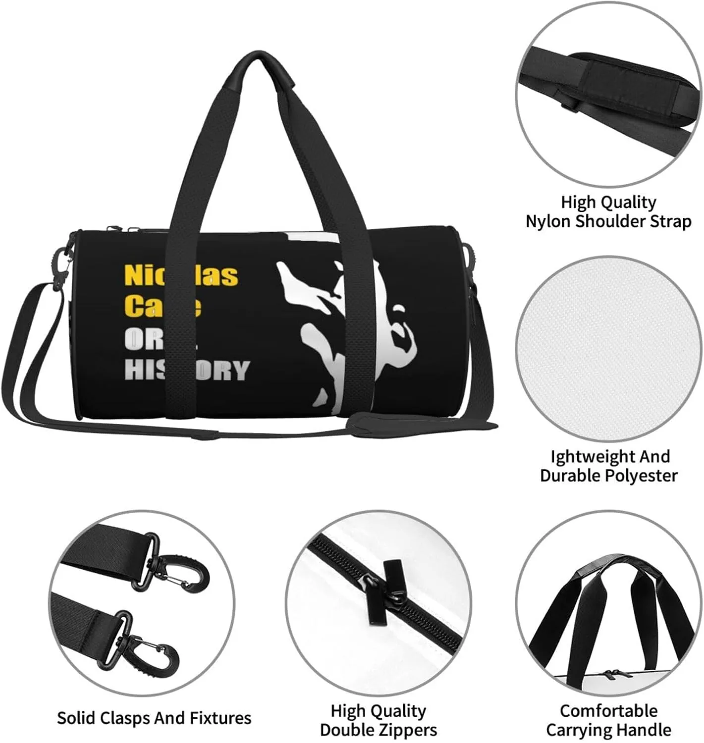 Nic-olas Cage Gym Bag for Women and Men, Gyms Waterproof Dufflebag Lightweight Carryon Gymbag