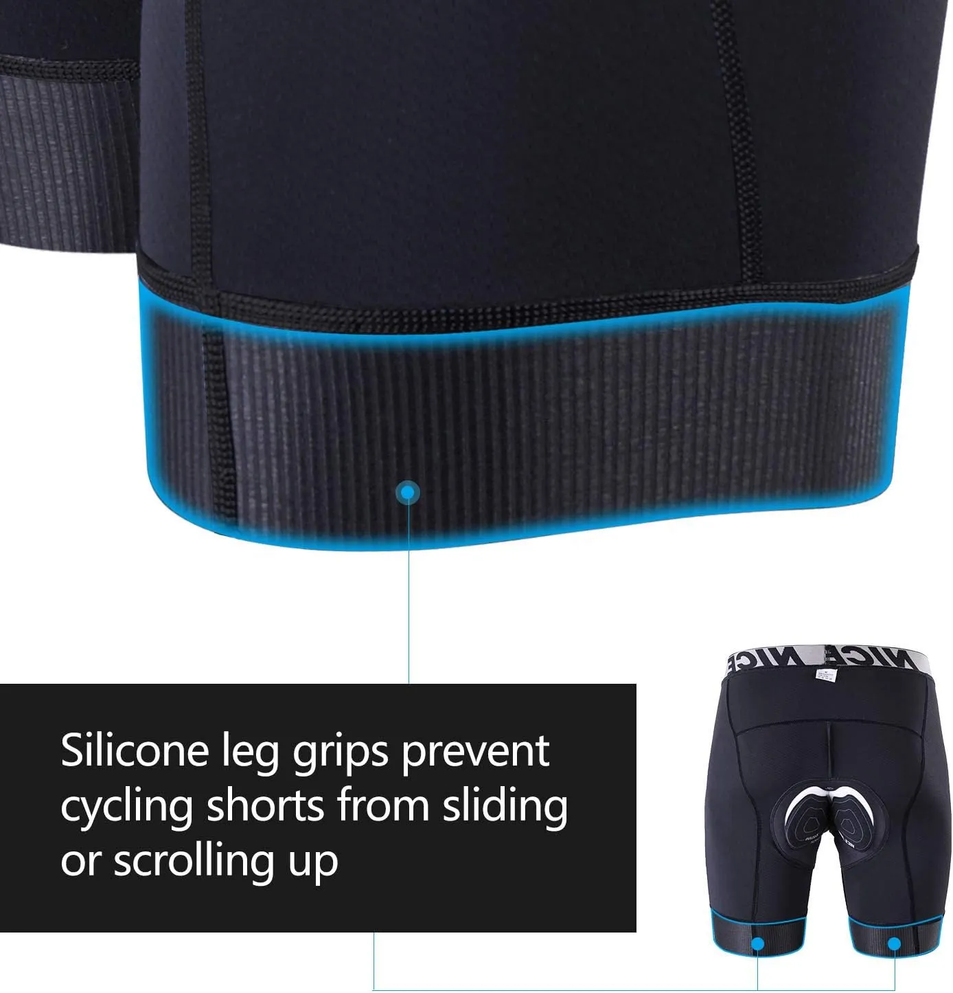 NICEWIN Mens 4D Padded Bike Shorts Anti-slip Leg Cycling Underwear Wide WaistBand Biking Bicycle Motorcycle Underpants