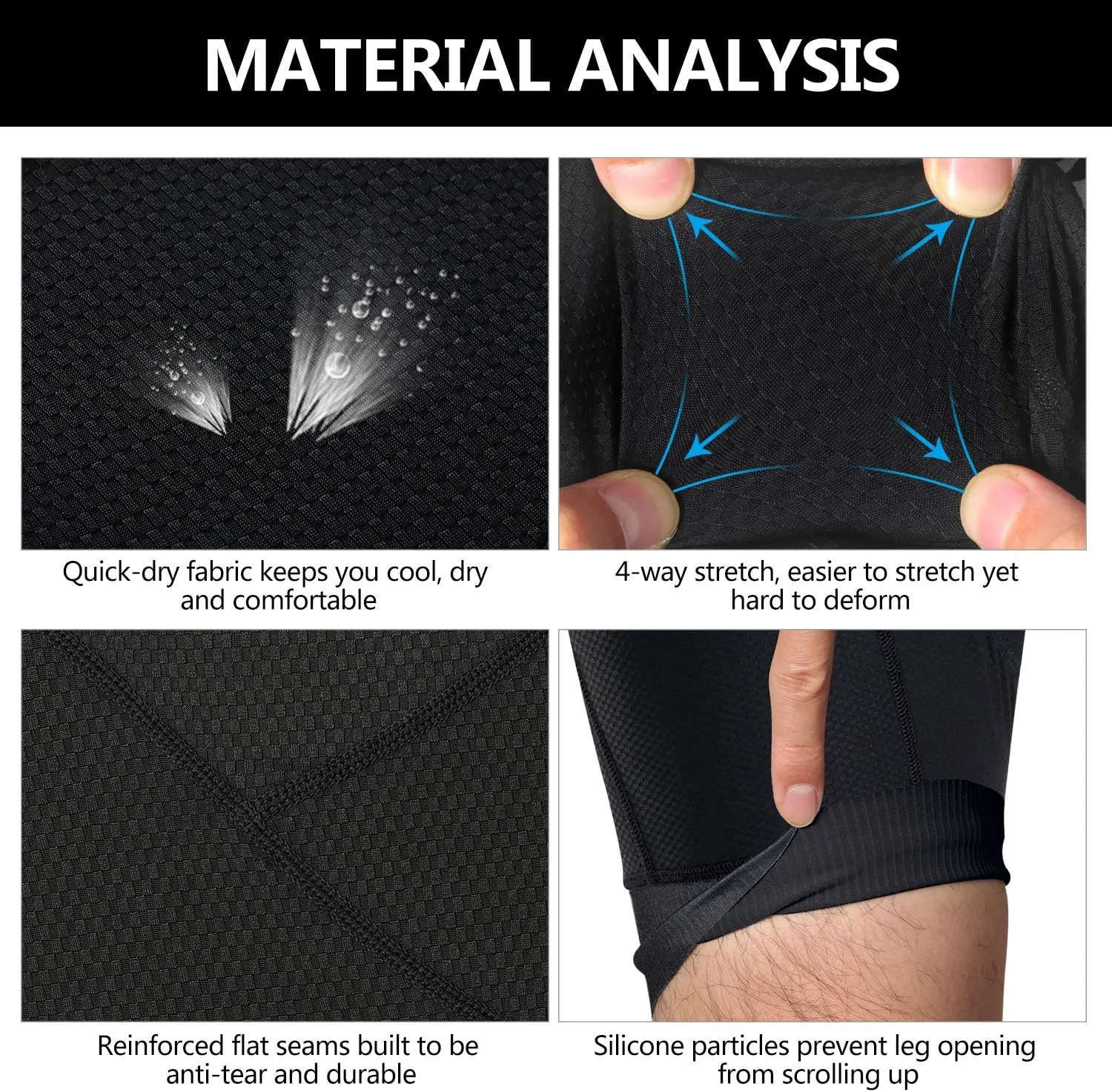 NICEWIN Mens 4D Padded Bike Shorts Anti-slip Leg Cycling Underwear Wide WaistBand Biking Bicycle Motorcycle Underpants