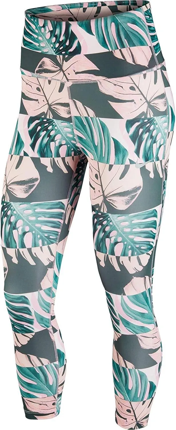 Nike Dry Women's Botanical Print Fast Crop Tight fit Leggings CJ2162 654 Size Small