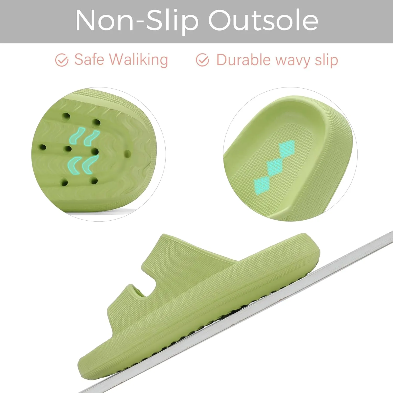 NineCiFun Unisex Pillow Slippers Cloud Slides for Women and Men Platform Slide Sandals with Arch Support
