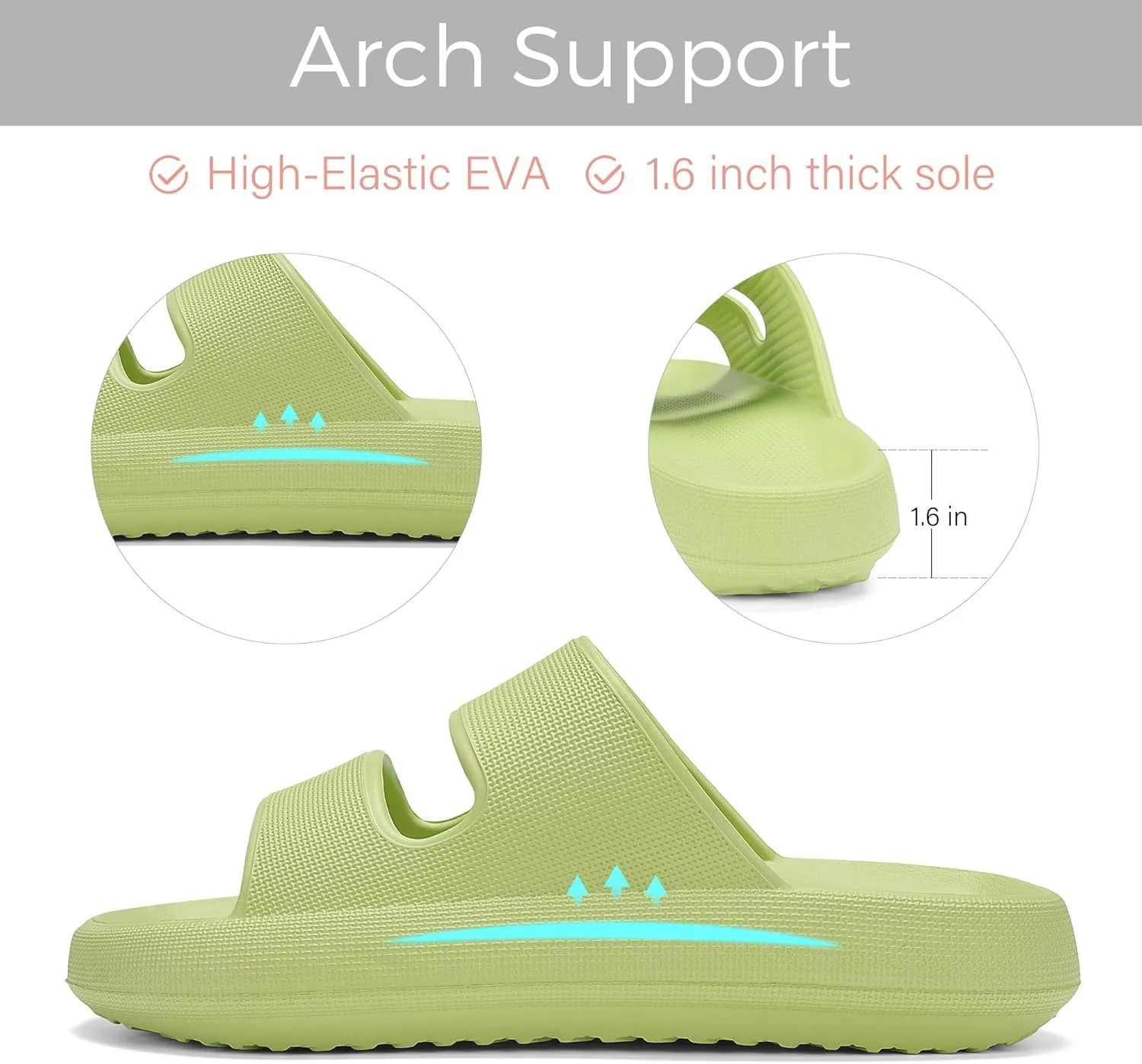 NineCiFun Unisex Pillow Slippers Cloud Slides for Women and Men Platform Slide Sandals with Arch Support