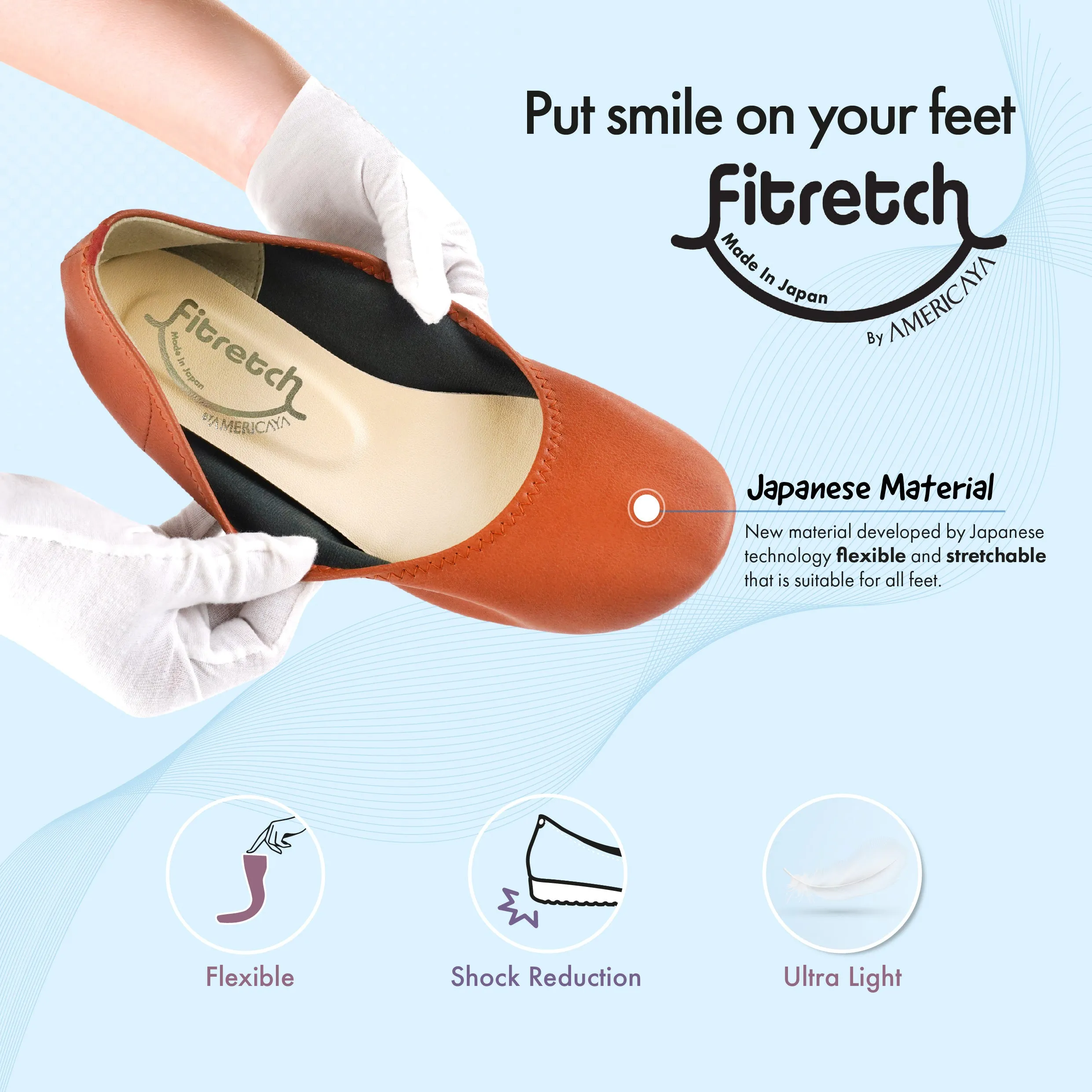 No.7005A Stretch Fit Flat Pumps
