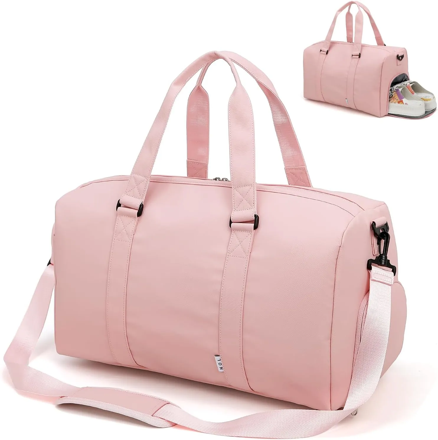 NOL Waterproof Gym Duffle Bag for Men & Women with Shoe & Wet Compartments, Multiple Pockets | Adjustable Shoulder Strap for Sports, Travel, Fitness, Workout & Hospital Use, Pink