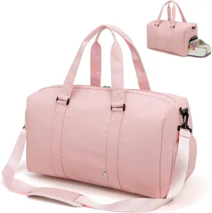 NOL Waterproof Gym Duffle Bag for Men & Women with Shoe & Wet Compartments, Multiple Pockets | Adjustable Shoulder Strap for Sports, Travel, Fitness, Workout & Hospital Use, Pink