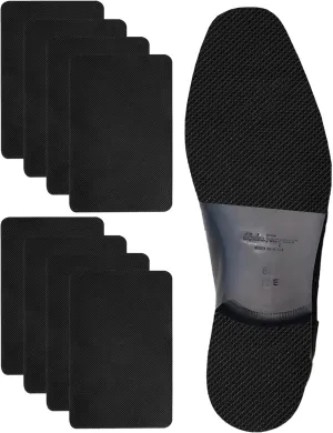 Non-Slip Shoe Sole Protector Pads for High-Heels,Self-Adhesive Non-Slip Grips,Repair Worn Soles,Silicone Anti Slip Shoe Grips on Bottom of Shoes,Sole Guard for Shoes(6"x4" Black-4Pairs)