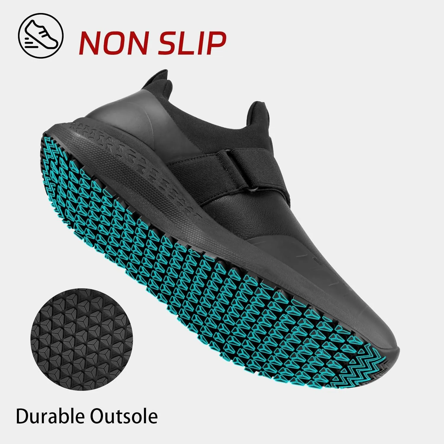 Non Slip Work Shoes for Men Slip On Food Service Kitchen Chef Restaurant Shoes Waterproof Slip Resistant Walking Sneakers Lightweight Comfortable Working Footwear Leather