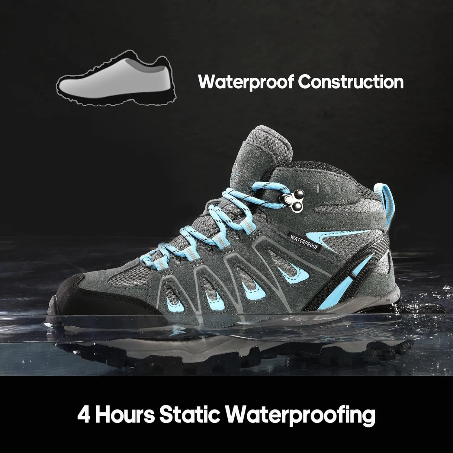 NORTIV 8 Women's Waterproof Hiking Boots Outdoor Trekking Camping Trail Hiking Boot