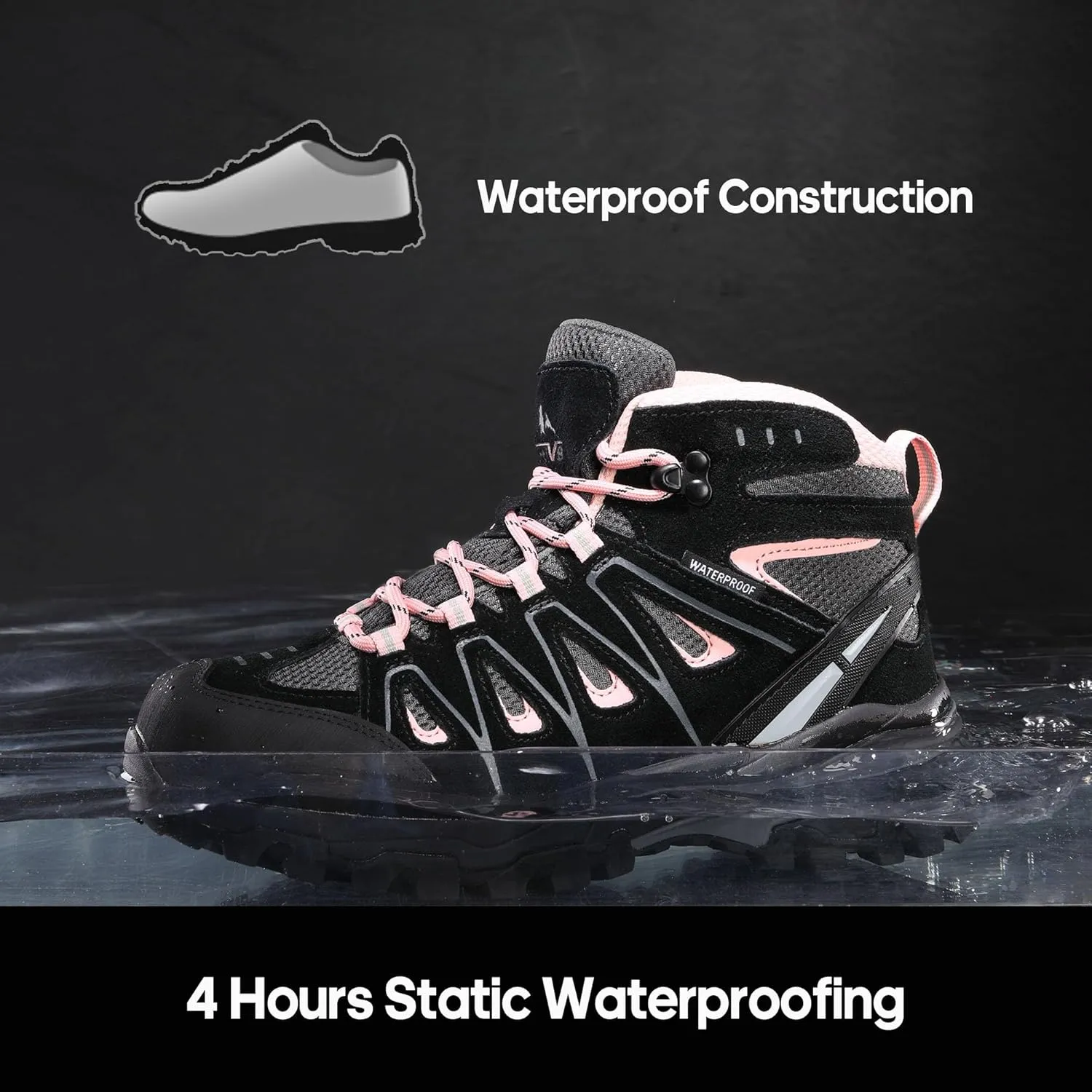 NORTIV 8 Women's Waterproof Hiking Boots Outdoor Trekking Camping Trail Hiking Boot