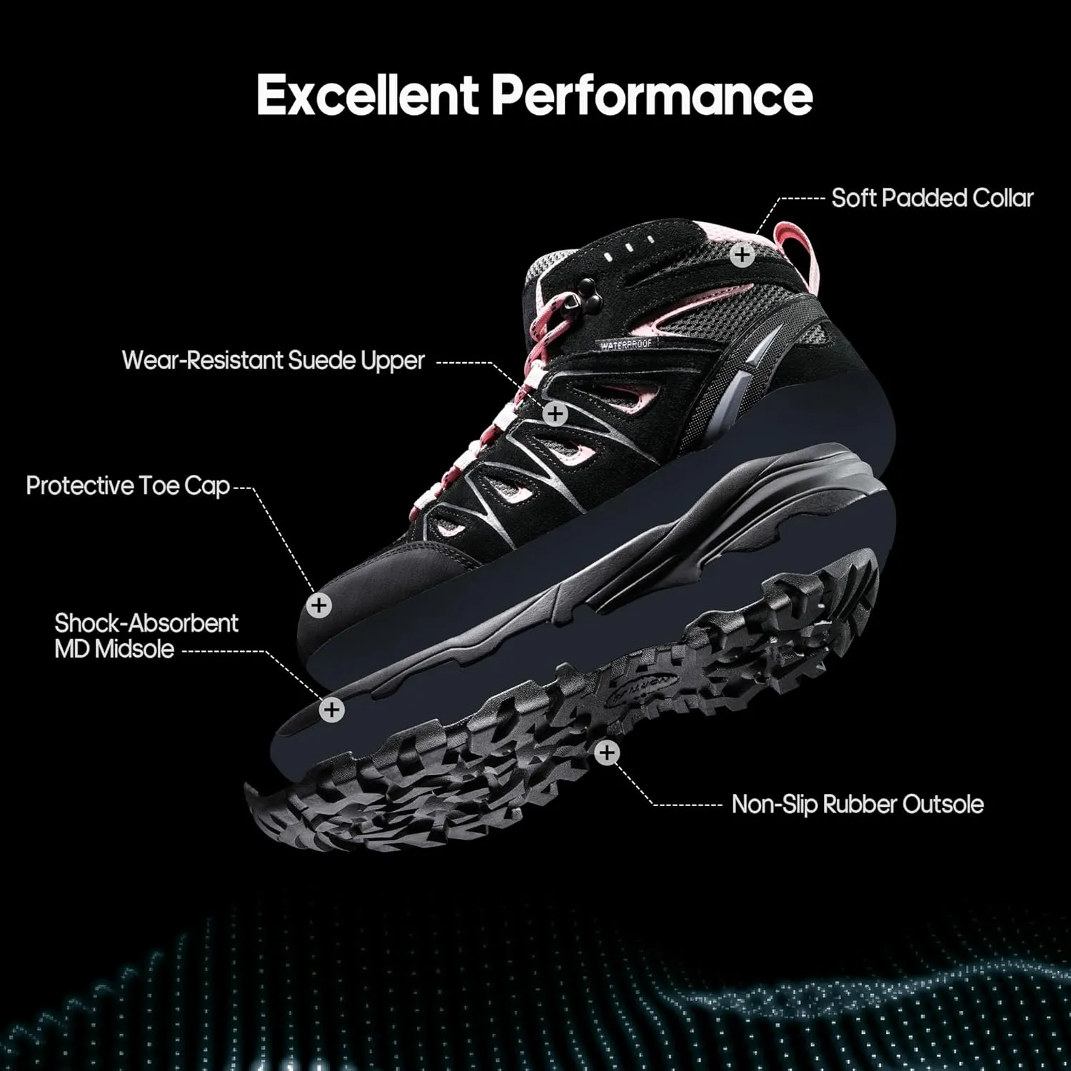 NORTIV 8 Women's Waterproof Hiking Boots Outdoor Trekking Camping Trail Hiking Boot