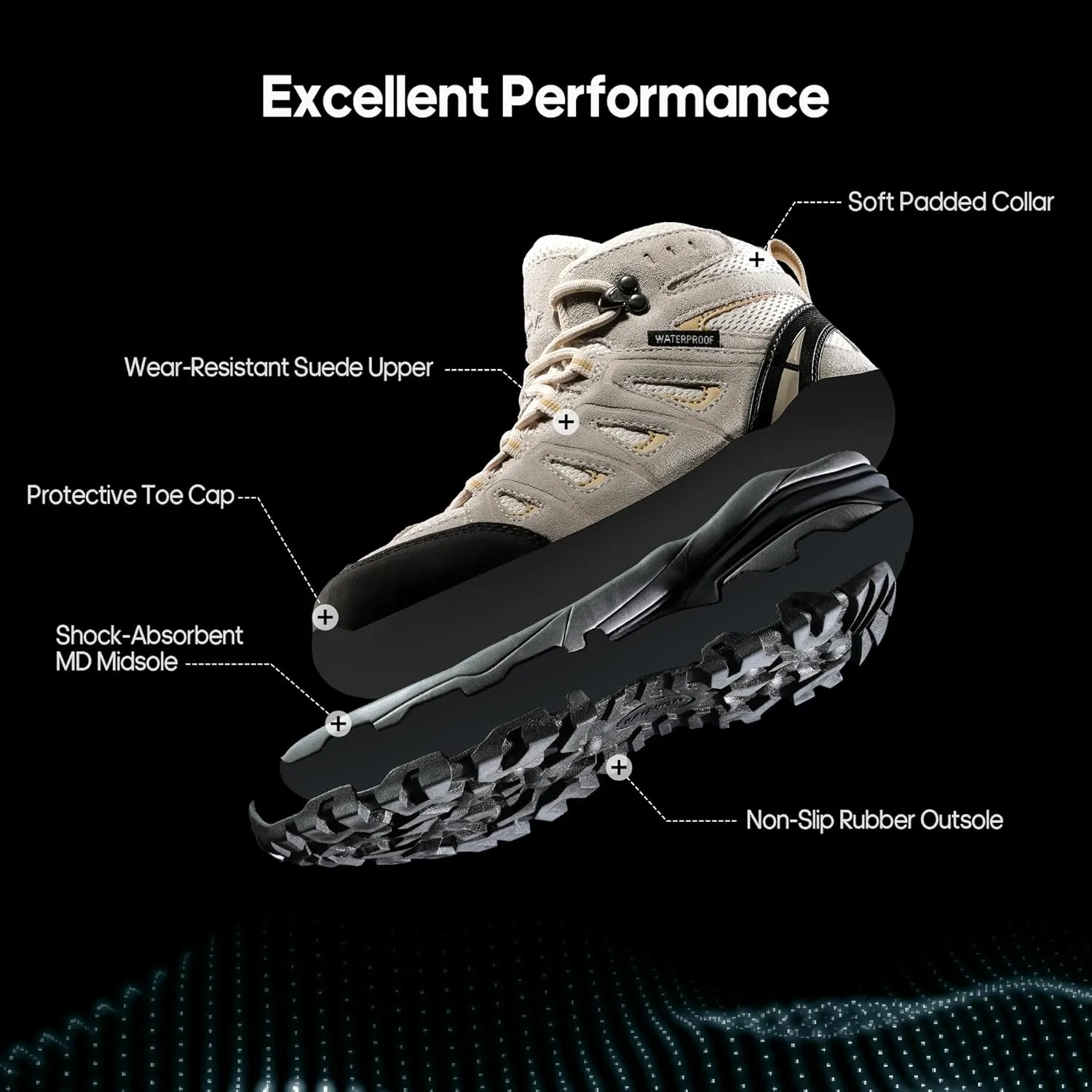 NORTIV 8 Women's Waterproof Hiking Boots Outdoor Trekking Camping Trail Hiking Boot