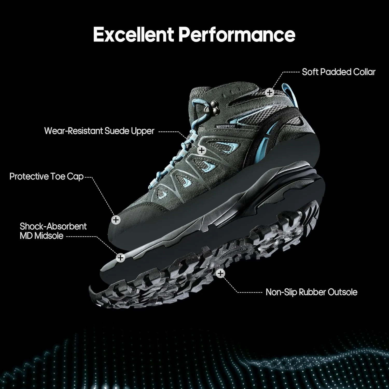 NORTIV 8 Women's Waterproof Hiking Boots Outdoor Trekking Camping Trail Hiking Boot