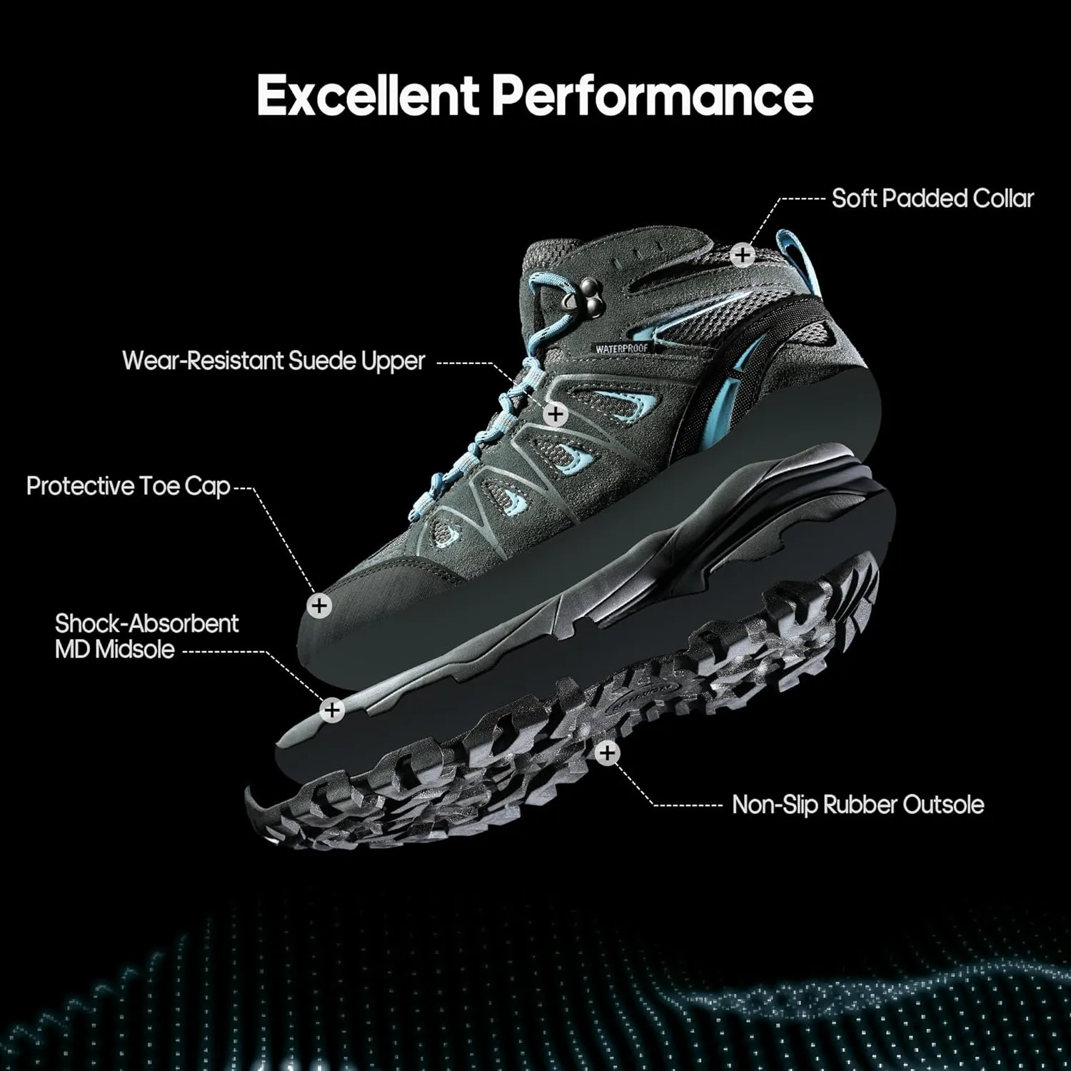 NORTIV 8 Women's Waterproof Hiking Boots Outdoor Trekking Camping Trail Hiking Boot