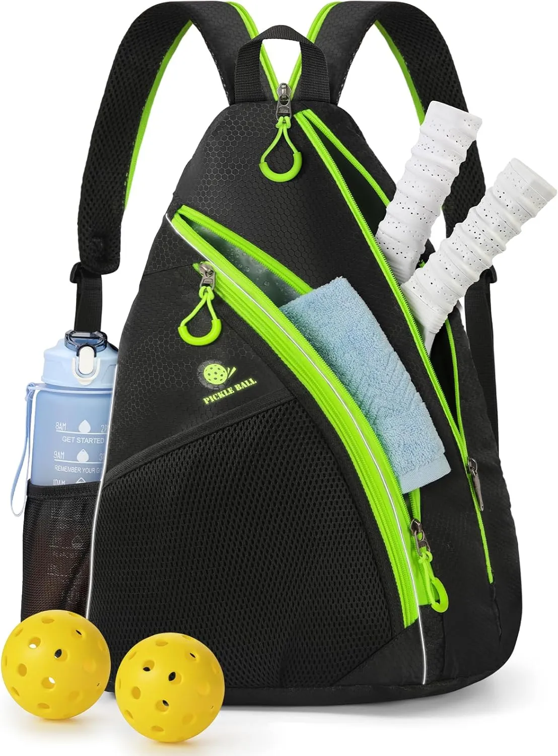NUBILY Pickleball Bag, Tennis Bag Pickleball Paddle Bag Crossbody Sling Bag for Men and Women Tennis Backpack Pickle Ball Backpack Reversible Pickleball Rackets Bags with Fence Hook