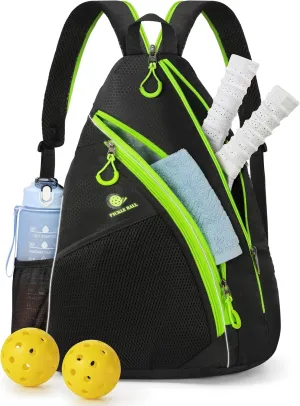NUBILY Pickleball Bag, Tennis Bag Pickleball Paddle Bag Crossbody Sling Bag for Men and Women Tennis Backpack Pickle Ball Backpack Reversible Pickleball Rackets Bags with Fence Hook