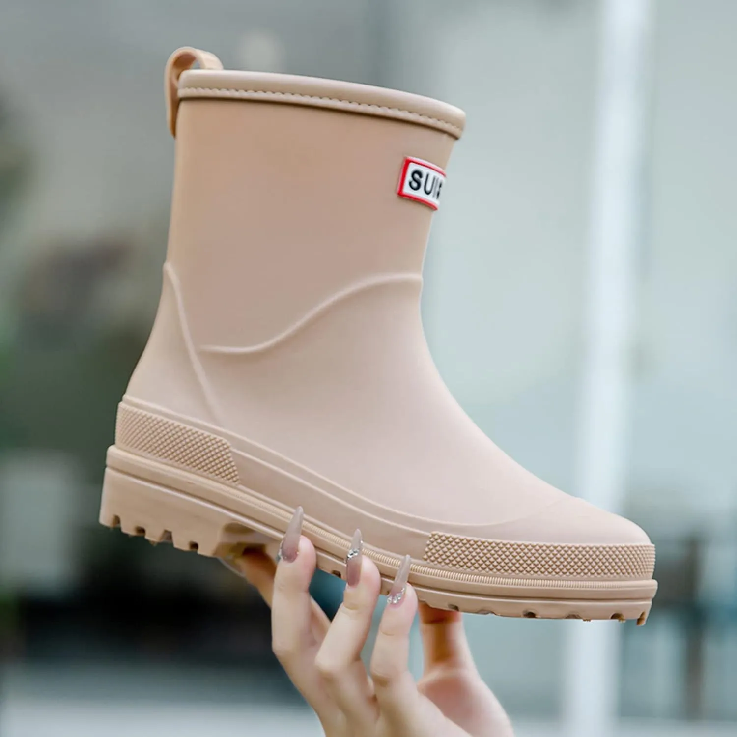 Nutropa Mid Calf Rain Boots for Women,Waterproof Garden Shoes Anti-Slip Rainboots,Outdoor Work Rain Shoes