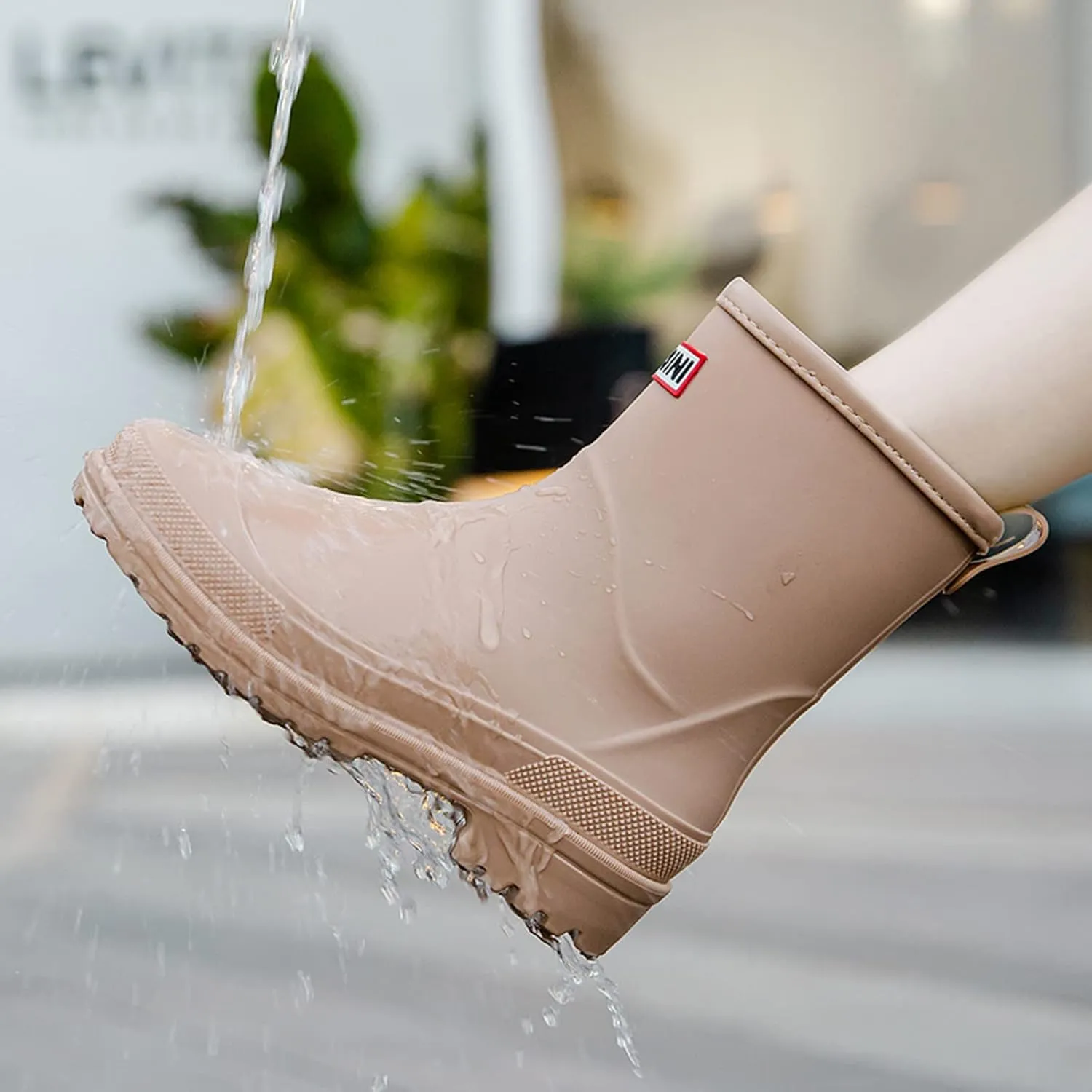 Nutropa Mid Calf Rain Boots for Women,Waterproof Garden Shoes Anti-Slip Rainboots,Outdoor Work Rain Shoes