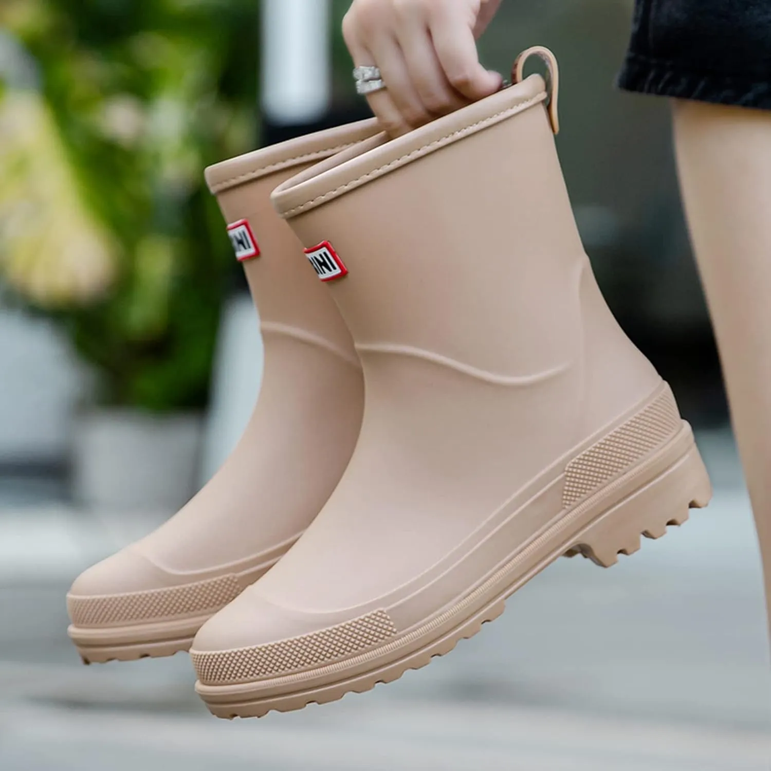 Nutropa Mid Calf Rain Boots for Women,Waterproof Garden Shoes Anti-Slip Rainboots,Outdoor Work Rain Shoes