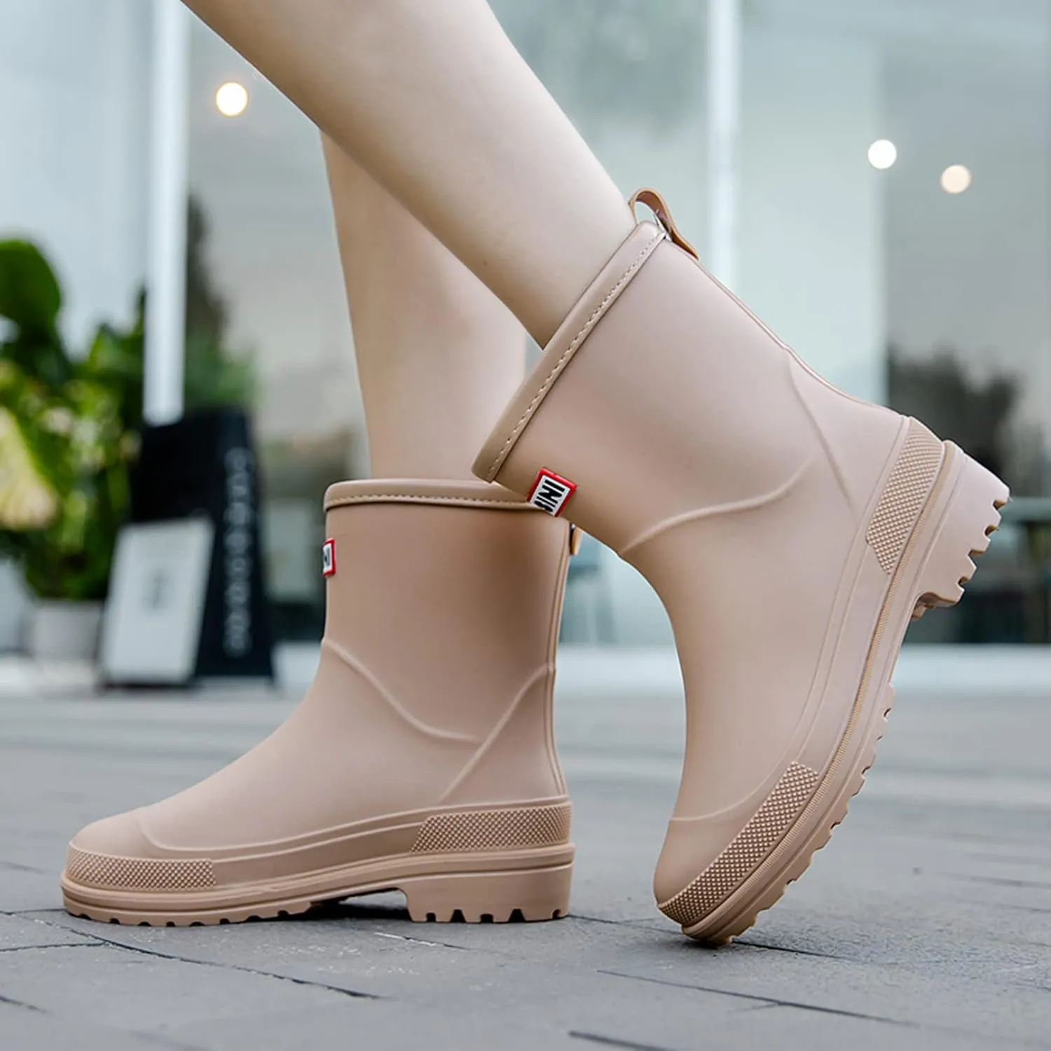 Nutropa Mid Calf Rain Boots for Women,Waterproof Garden Shoes Anti-Slip Rainboots,Outdoor Work Rain Shoes