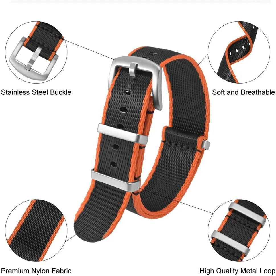 Nylon Watch Band 18mm 20mm 22mm Military Fashion Adjustable Watch Straps with Stainless Steel Buckle Include Tools