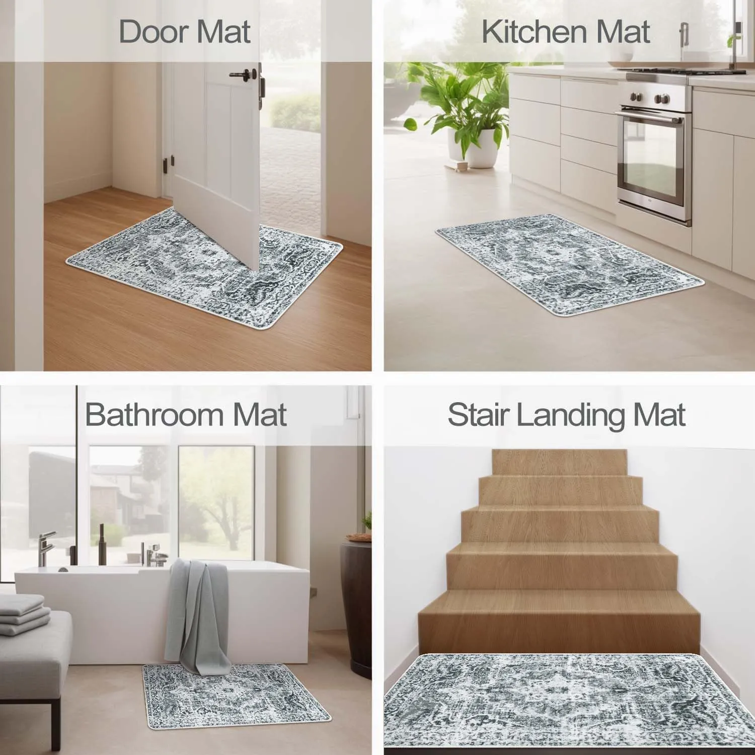 OJIA Non Slip Stair Treads Matching Mat for Wooden Steps, Square Capet Stair Treads Rubber Backing Stair Runner Anti-Slip Stair Landing Mat 31x31 inch