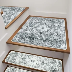 OJIA Non Slip Stair Treads Matching Mat for Wooden Steps, Square Capet Stair Treads Rubber Backing Stair Runner Anti-Slip Stair Landing Mat 31x31 inch