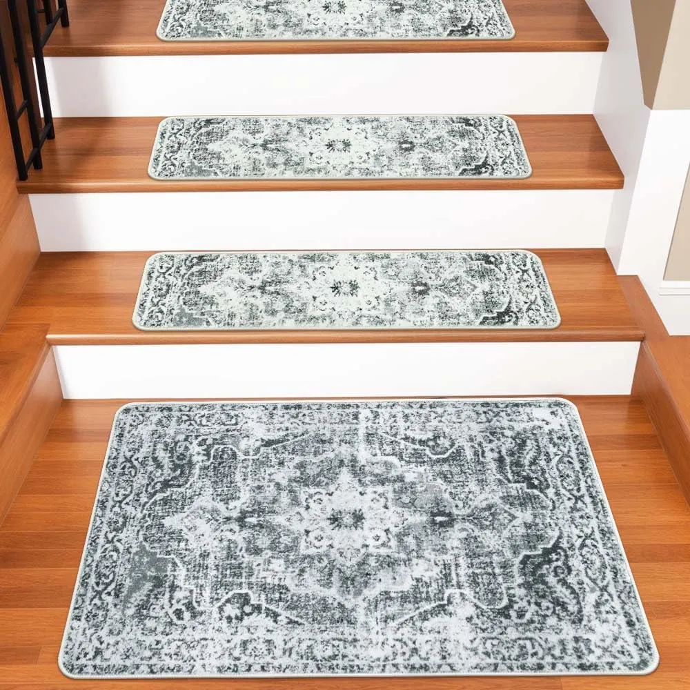 OJIA Non Slip Stair Treads Matching Mat for Wooden Steps, Square Capet Stair Treads Rubber Backing Stair Runner Anti-Slip Stair Landing Mat 31x31 inch