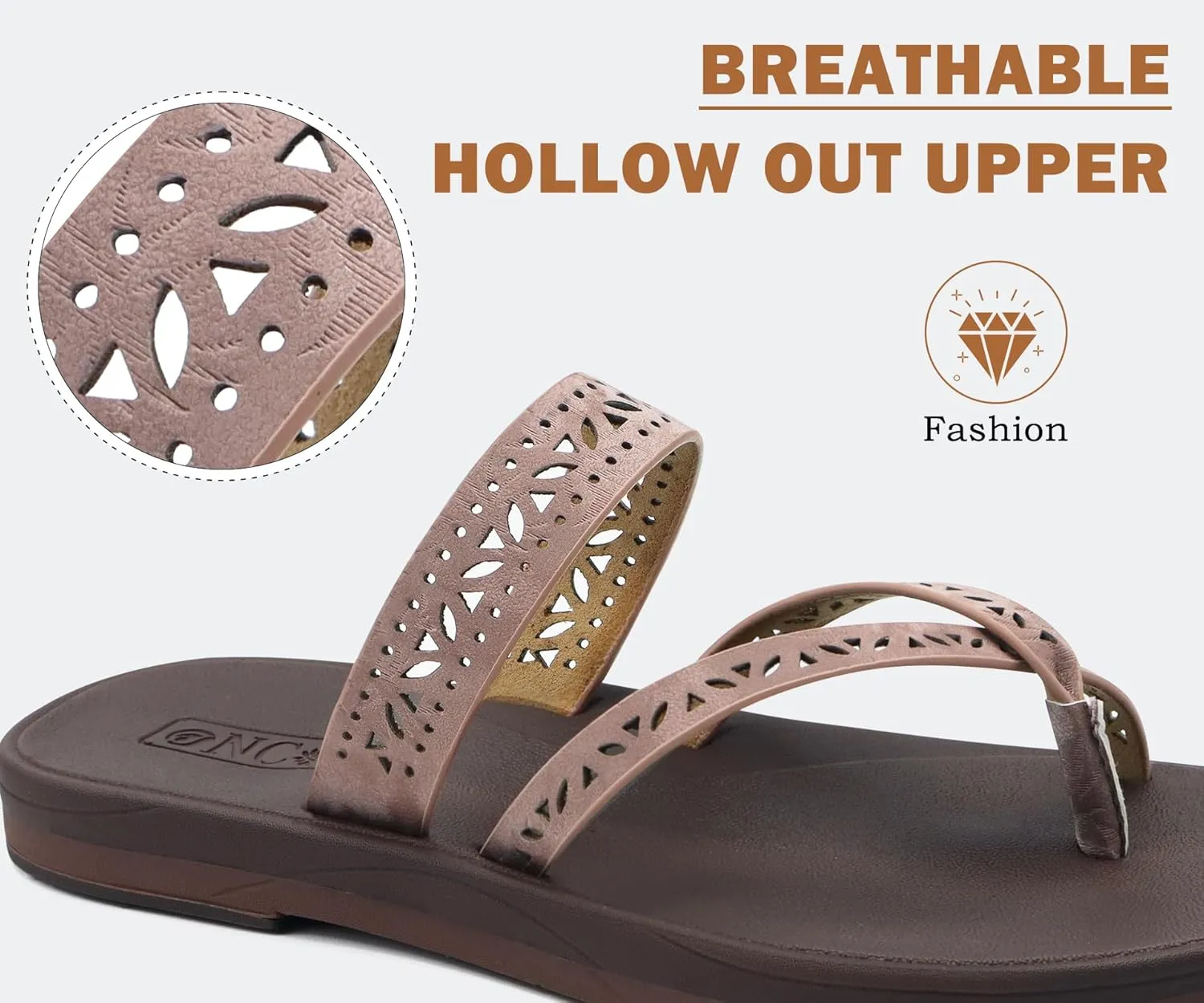 ONCAI Flip Flops for Womens,Flat Dressy Thong Sandals Square Toe with Fashion Summer Beach Comfortable Slip On Rubber Soles Size US 6-11