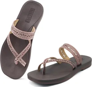 ONCAI Flip Flops for Womens,Flat Dressy Thong Sandals Square Toe with Fashion Summer Beach Comfortable Slip On Rubber Soles Size US 6-11