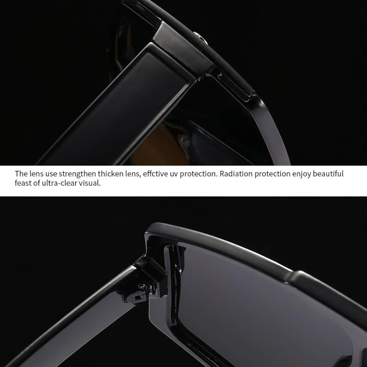 One-piece Flat Top Retro Oversized Frame Sunglasses for Women Style Sunglasses for Men