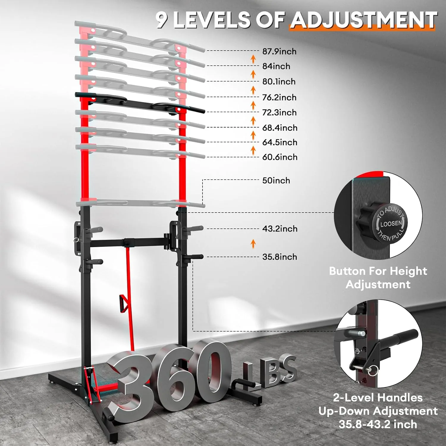 ONETWOFIT Foldable Power Tower Pull Up Bar Station Assistive Trainer Multi-Function Adjustable Dip Station for Home Gym Workout, Heavy Duty Strength Training Fitness Equipment Pull Up Stand