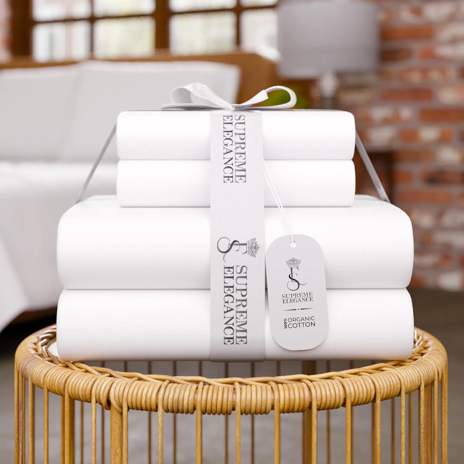Organic 100% Cotton Percale Sheets Queen White- Crisp & Cooling Queen Sheets Set, 16” Deep Pocket, Breathable Bed Sheets for Hot Sleepers