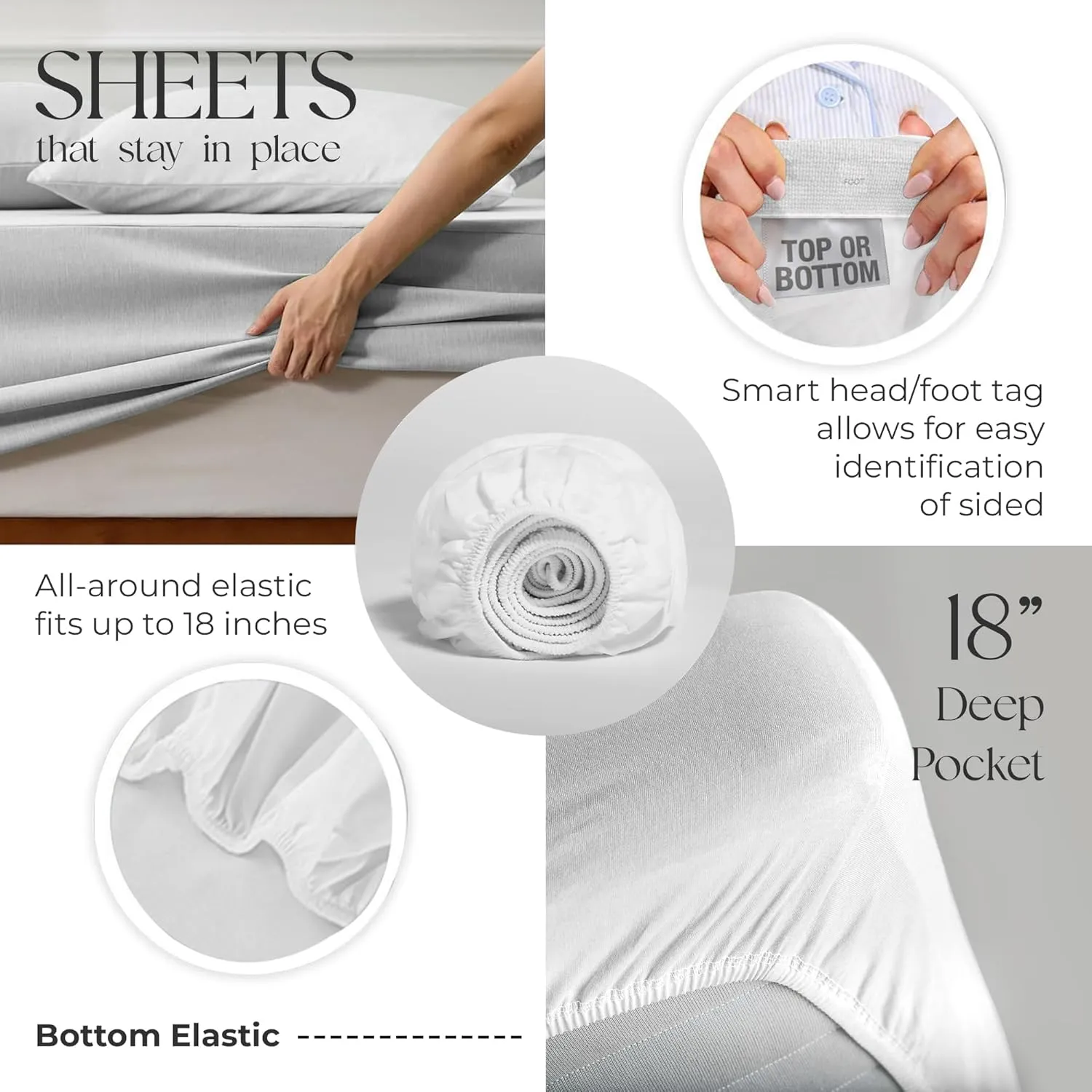 Organic 100% Cotton Percale Sheets Queen White- Crisp & Cooling Queen Sheets Set, 16” Deep Pocket, Breathable Bed Sheets for Hot Sleepers