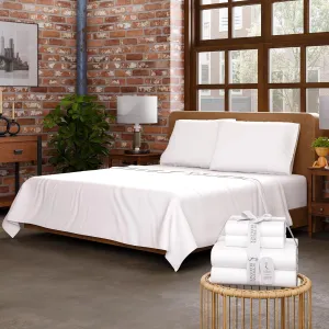 Organic 100% Cotton Percale Sheets Queen White- Crisp & Cooling Queen Sheets Set, 16” Deep Pocket, Breathable Bed Sheets for Hot Sleepers