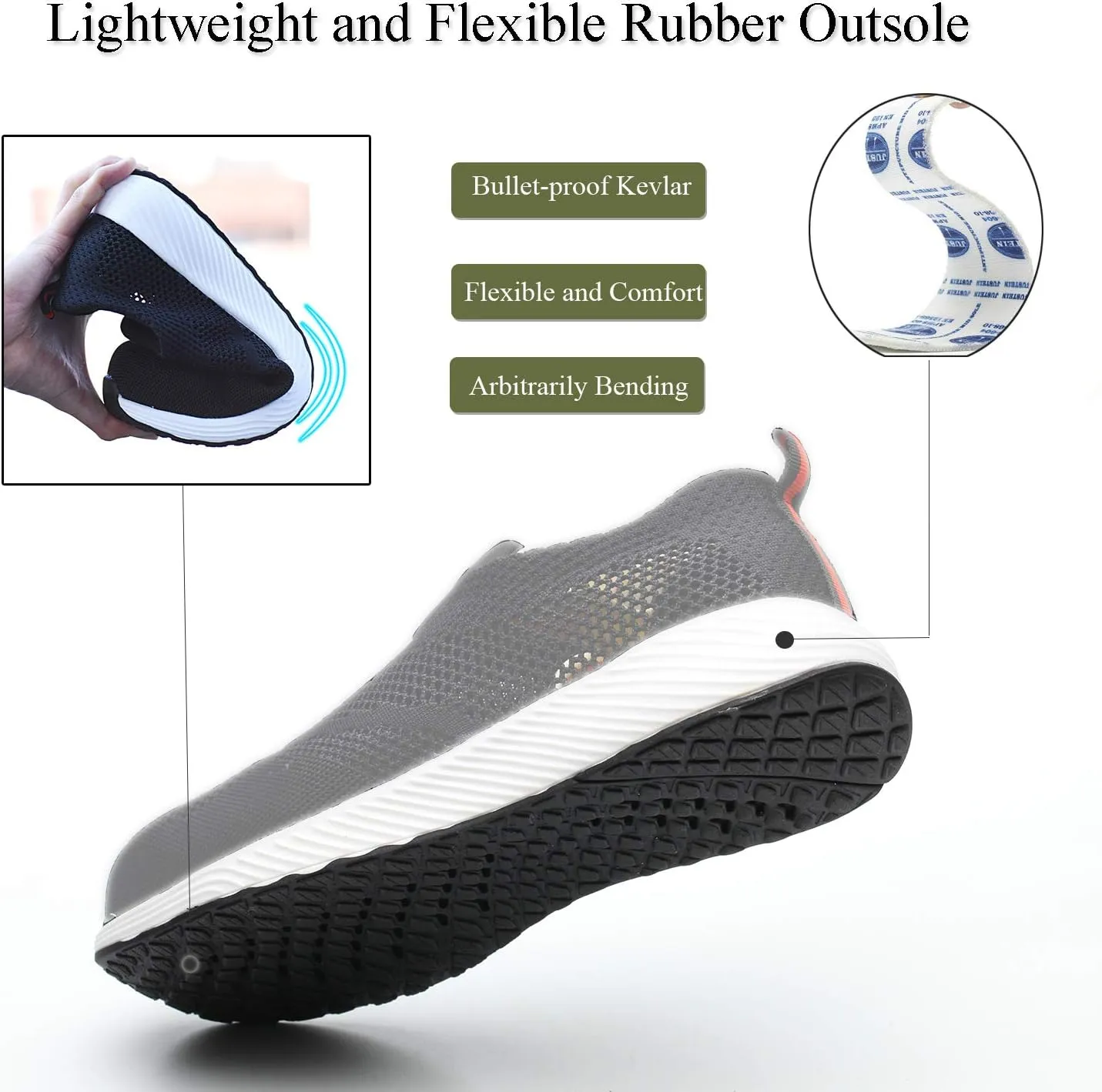 ORISTACO Steel Toe Shoes Mens, Slip on Lightweight Summer Breathable Safety Industrial Construction Work Sneakers