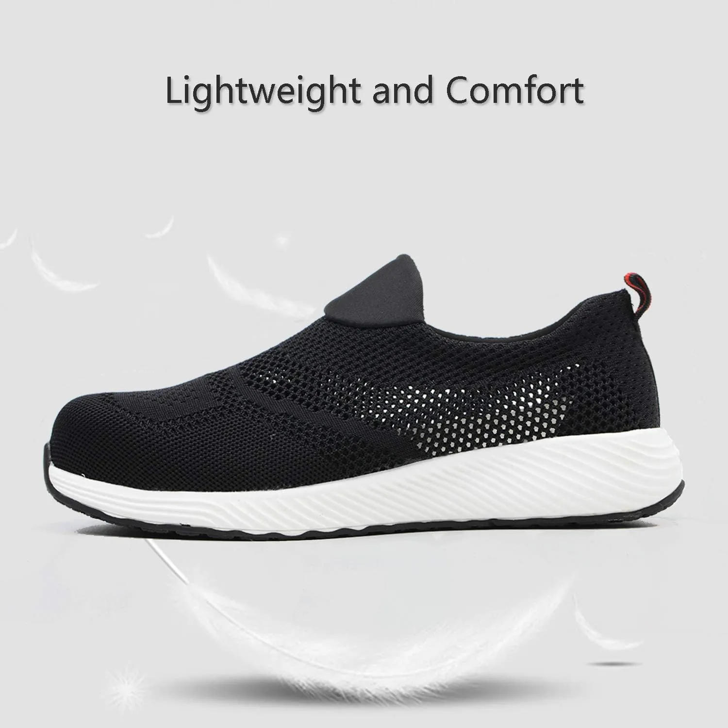 ORISTACO Steel Toe Shoes Mens, Slip on Lightweight Summer Breathable Safety Industrial Construction Work Sneakers