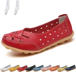 Orthopedic Loafers for Women, Orthopedic Loafers in Breathable Leather, Flats Slip-On Orthopedic Sandals