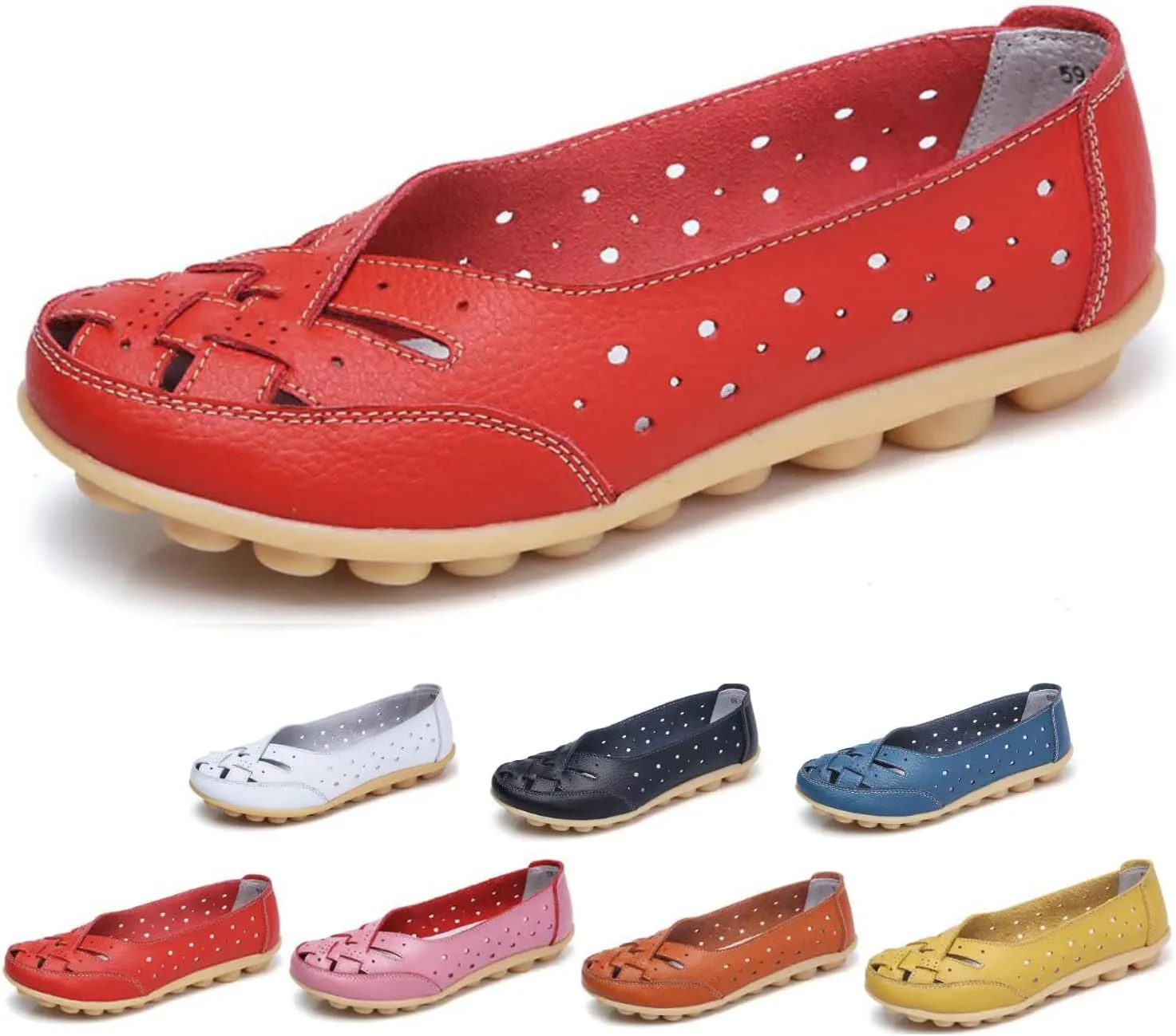 Orthopedic Loafers in Breathable Leather, Womens Casual Soft Leather Slip-on Flat Breathable Loafers，Women's Comfort Flat Orthopedic Sneakers